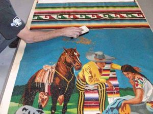 Gently cleaning a rare Navajo Rug at Oriental Express Rug Washing Company
